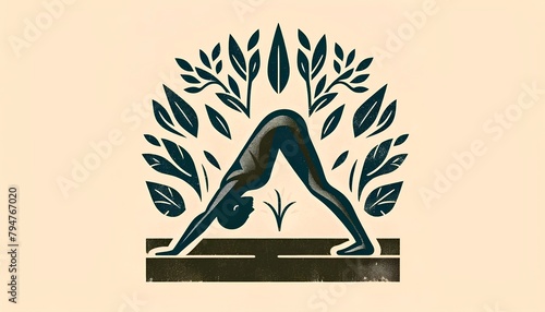 Person practicing the Downward-Facing Dog Pose (Adho Mukha Svanasana), showcasing a popular yoga posture for flexibility and strength, depicted in a minimalist style. photo