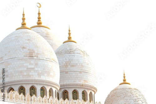 Roof of the Sheikh Zayed Mosque in Abu Dhabi. Isolated on white