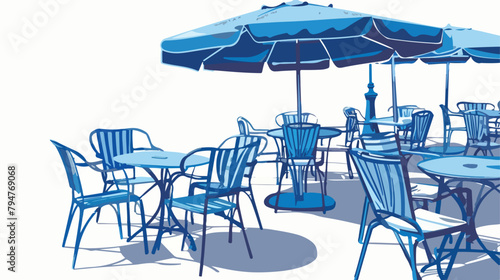 Blue chairs on the Promenade design Nice France