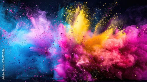 Colorful Explosion Festive Holi Theme with Flying Colors Powder