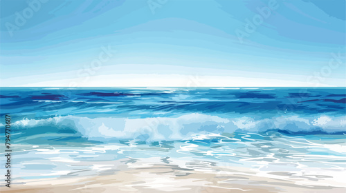 Blurred blue sea and sky abstract background. Waves 