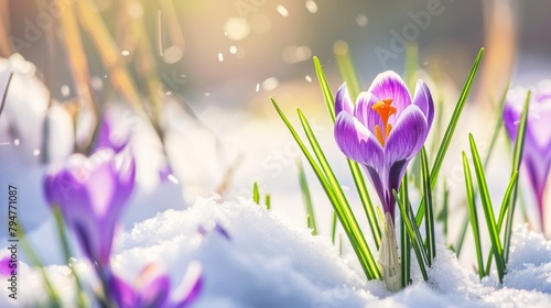 Vibrant Spring Blooms in Snowy Landscape © Eitan Baron
