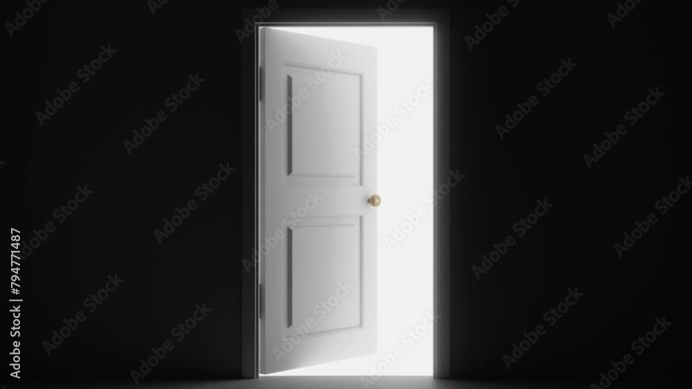 Bright light comes through the slightly open door. Bright light comes through the slightly open door.