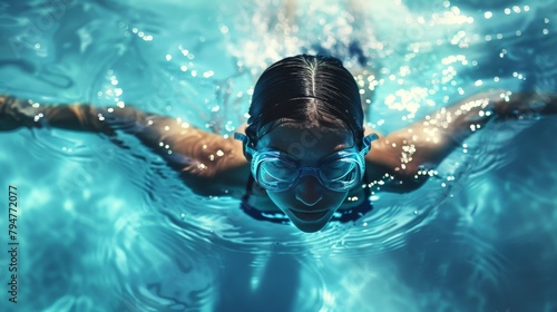 Underwater Swimming - Woman in Scuba Gear, Snorkel and Mask, Exploring the Ocean Bottom © Eitan Baron