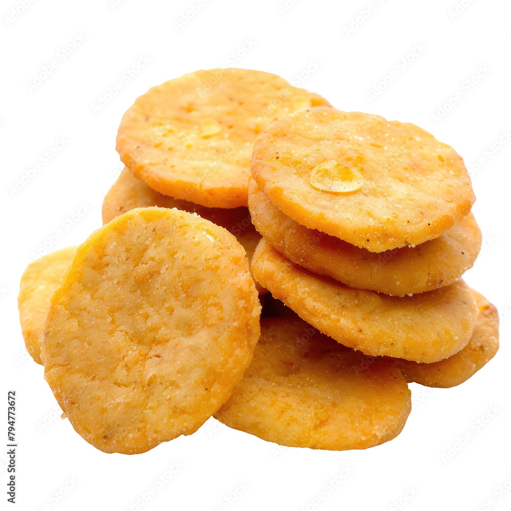 A classic Brazilian snack known as polvilho biscuit made from manioc flour is shown here against a transparent background