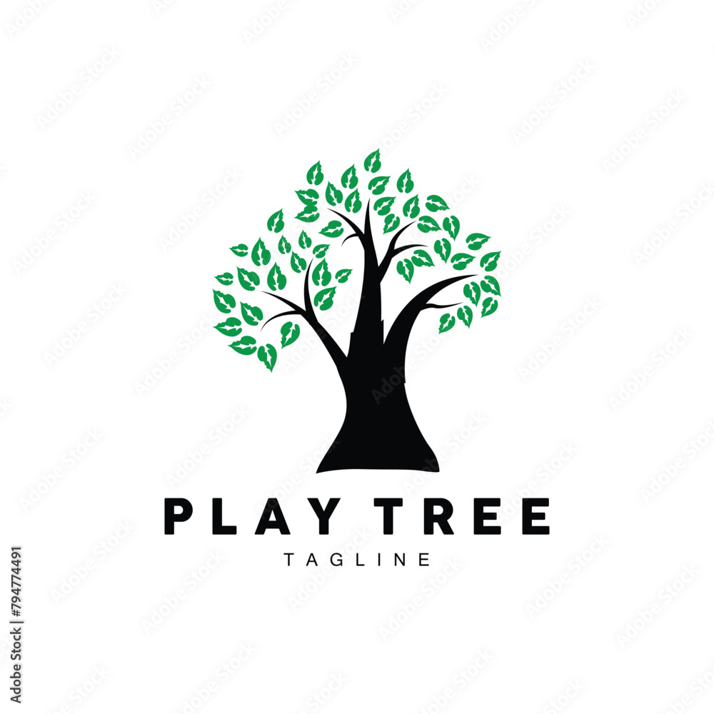 green nature education kids playground tree logo illustration and play tree design green nature education kids playground tree logo illustration and play tree design