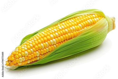 Single ear of corn isolated on white background 