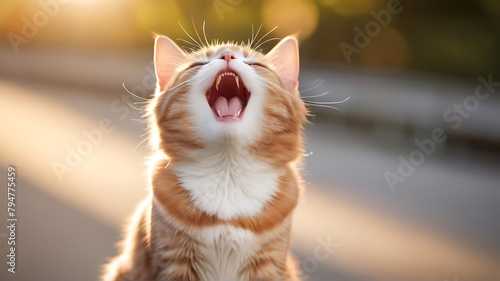 portrait of a singing cat, funny cat, AI Generative photo