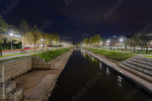 Czarna Przemsza Boulevard in Będzin, April 2024, Czarna Przemsza river at the height of Śródmieście Będzin