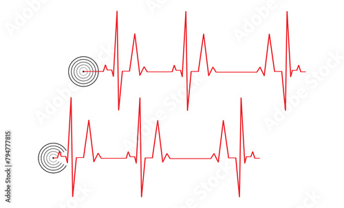 ECG heart beat line icon symbol, Heart beat pulse hospital logo sign.