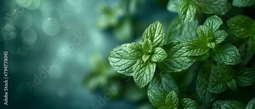 Closeup Shot of Fresh Peppermint Leaves for Essential Oils. Concept Closeup Photography, Nature Photography, Aromatherapy, Herbal Medicine, Fresh Plant Leaves photo