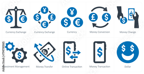 A set of 10 finance icons as currency exchange, currency, money conversion photo