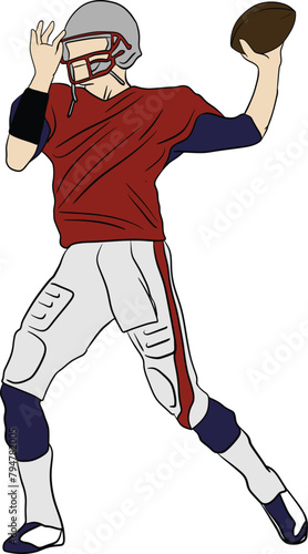 vector american player usa footballer rugby sport football touchdown helmet ball quarterback silhouette league college illustration