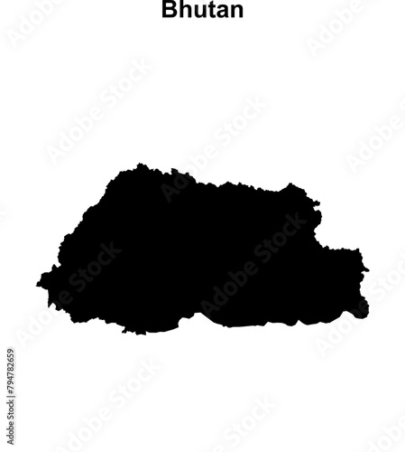 Bhutan blank outline map