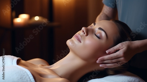 A woman relaxes in a spa, enjoying a massage treatment for total wellness