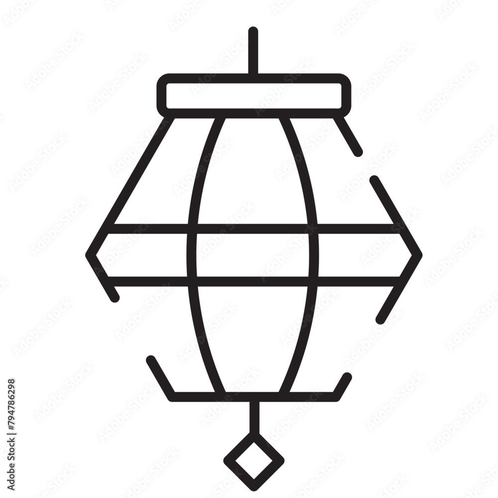 Chinese Classic Lantern Line Icon Chinese Classic Lantern Line Icon