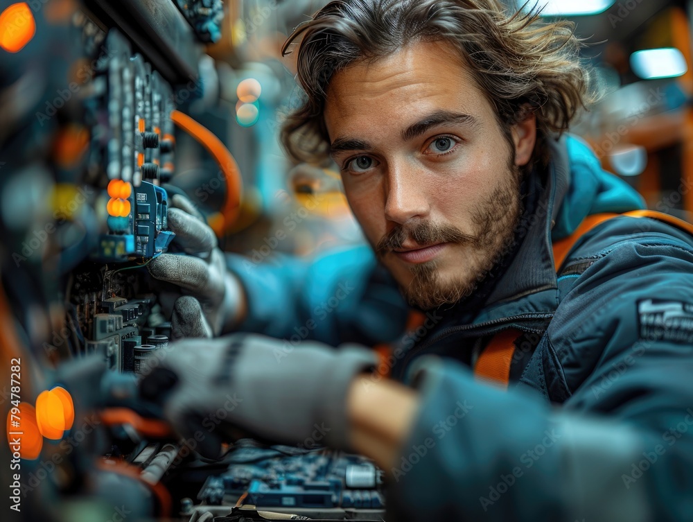 © Vilaysack - Electric vehicle enthusiast working on a DIY EV conversion project in a garage, merging passion with sustainability