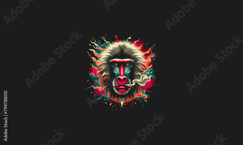 face baboon with smoke vector illustration design