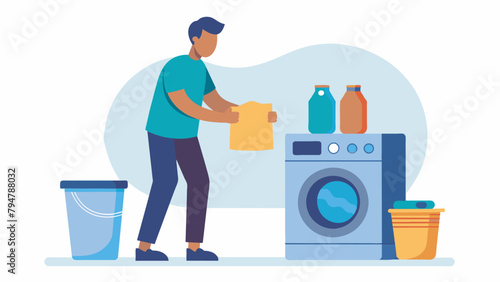 A person filling a washing machine with the appropriate amount of clothes to minimize water waste.