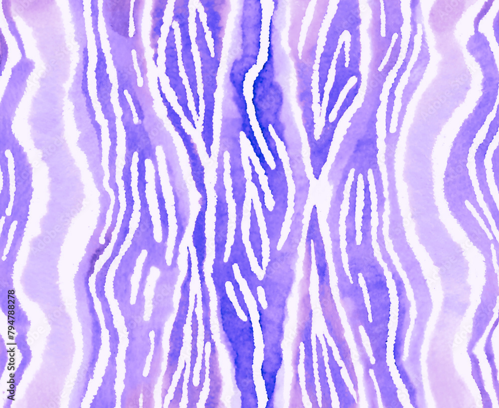 Seamless abstract watercolor tie and dye pattern in light purple