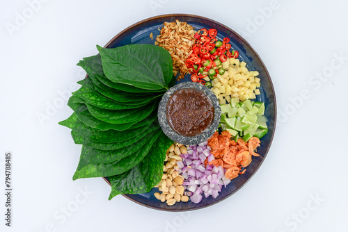Miang kham – A royal leaf wrap appetizer (Leaf-Wrapped Bite-Size Appetizer) photo