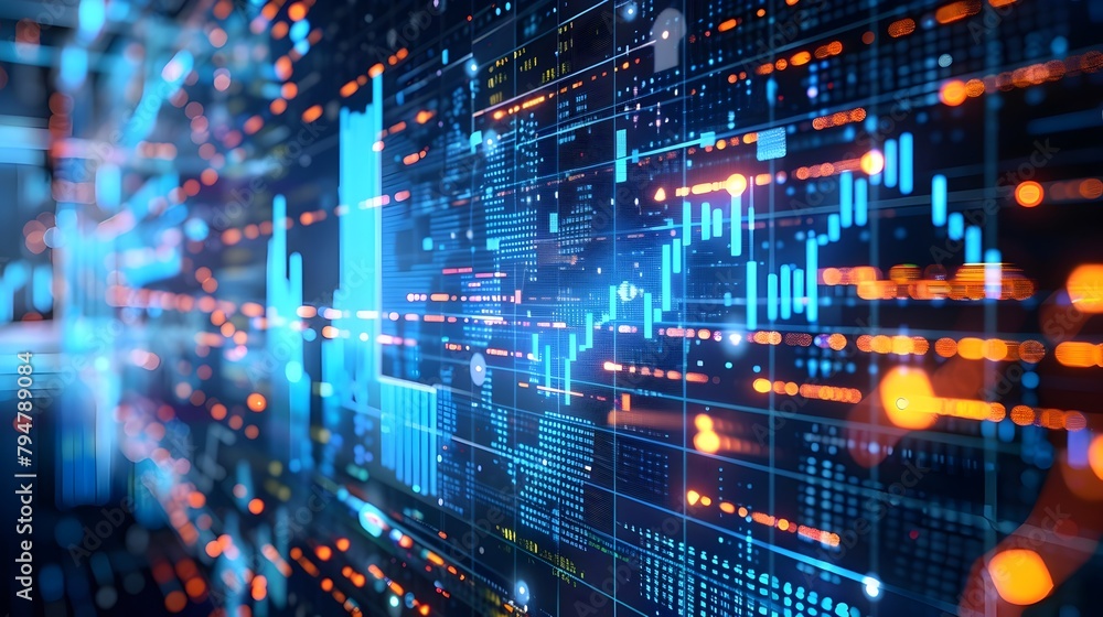 Futuristic Financial Data Visualization with Neon Aesthetic Futuristic Financial Data Visualization with Neon Aesthetic