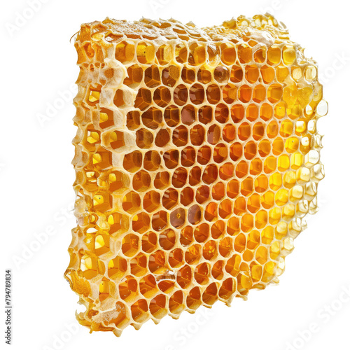 A delectable honeycomb set against a transparent background