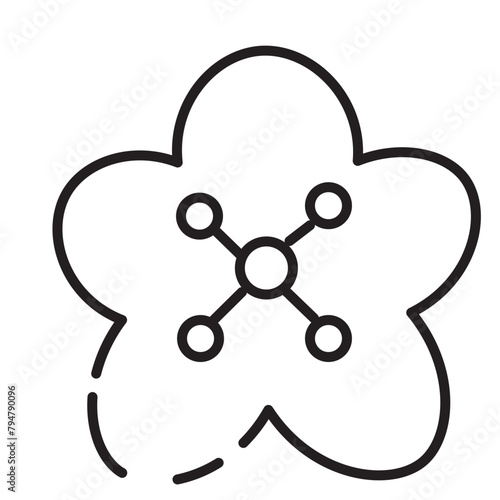 Cerebration Chinese Flower Line Icon