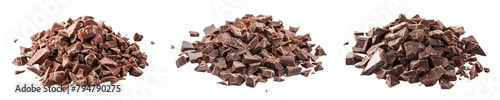 Collection of PNG. Pile Chopped, Milled Chocolate Isolated on A Transparent Background.