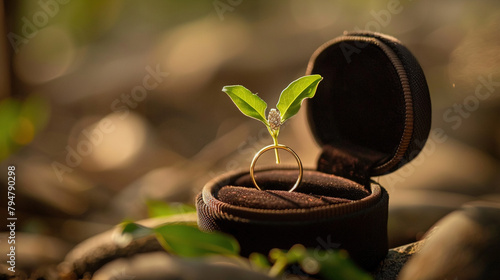 the world is opening up like a wedding ring box and it has inside a seed is growing from within it photo