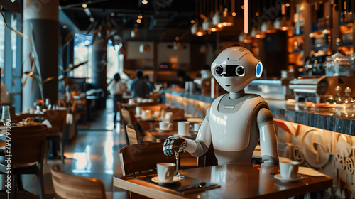 robot working in the restaurant,generative ai