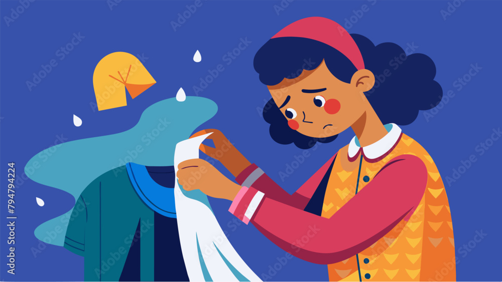 A person mending a tear in a piece of clothing instead of throwing it away and buying new. A person mending a tear in a piece of clothing instead of throwing it away and buying new.