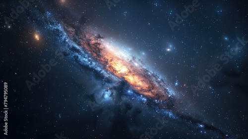 Stunning galaxy scenery background with glowing nebula, showing the beauty of space