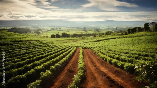 vineyard in region or tea leaf field or coffee field