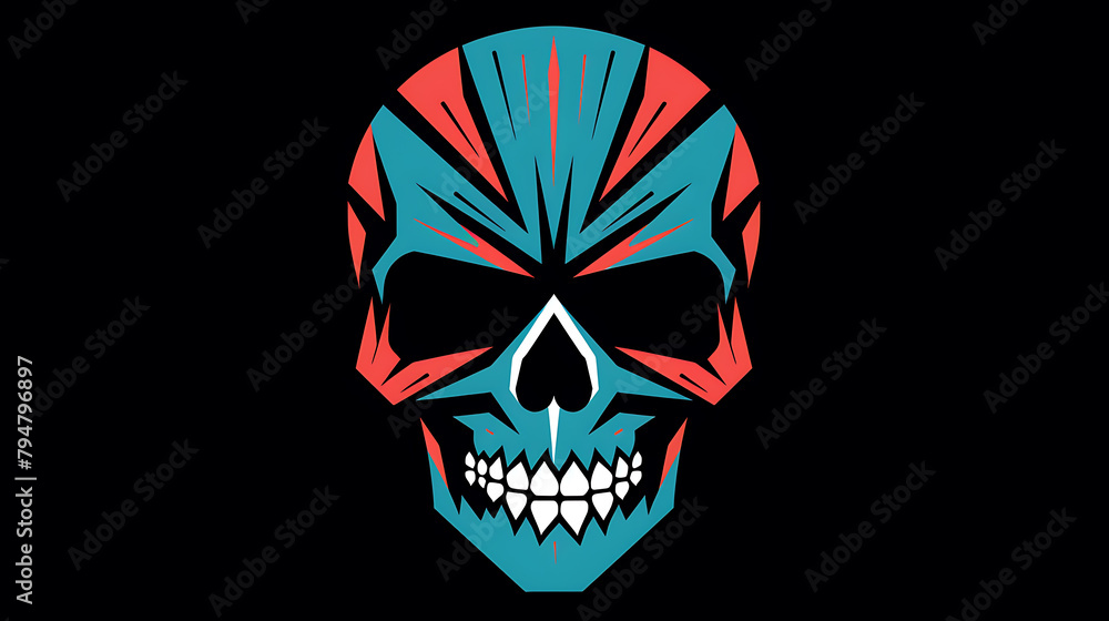 Obraz premium skull symmetrical flat icon design