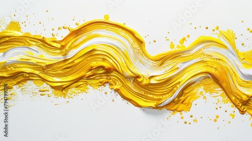 Swirling yellow and white dynamic paint - Eye-catching image of swirling yellow and white paint, illustrating fluidity and artistic vibrancy against a stark background