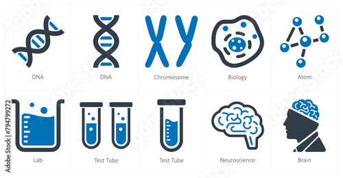 A set of 10 Science and Experiment icons as dna, chromosome, biology