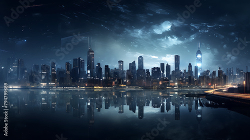  Urban backdrop featuring luminous cityscape