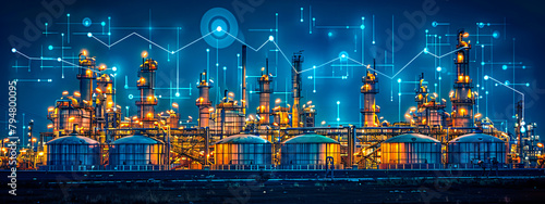 Factory infrastructure and energy in focus, highlighting oil, gas, and technological advancements © Jannat