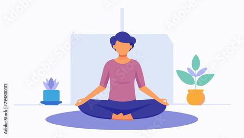 A person sitting on a meditation cushion in a room with white walls no distractions in sight.