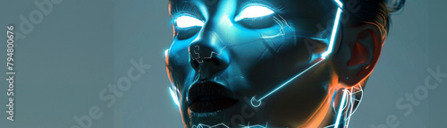 A portrait of a face with a glowing hydrogen aura, Futuristic , Cyberpunk photo