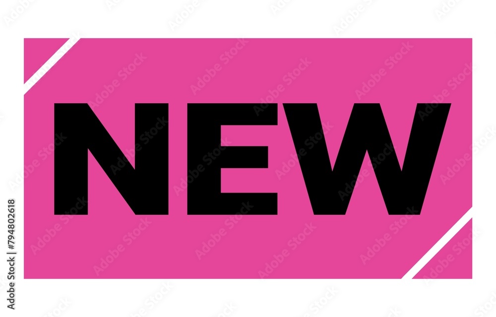 NEW text written on pink-black stamp sign. NEW text written on pink-black stamp sign.
