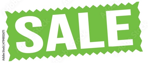 SALE text written on green stamp sign.