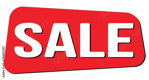 SALE text on red trapeze stamp sign.