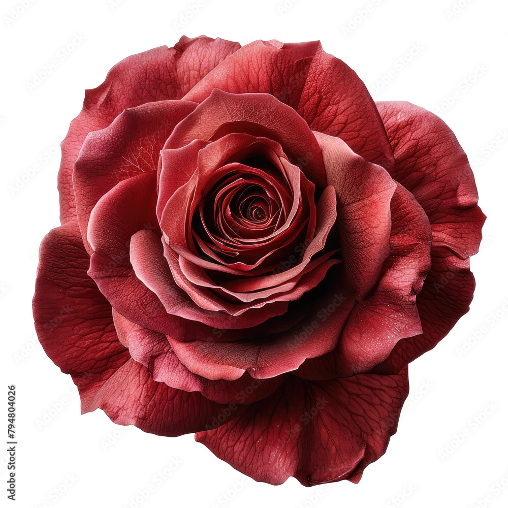 A stunning close up image of a rose against a plain transparent background isolated on transparent background