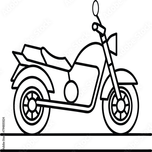 Hand drawn motorcycle isolated on white background coloring page