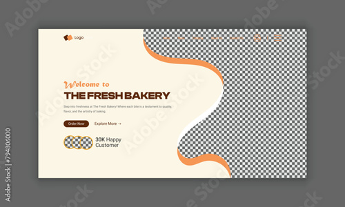 Website Landing Page for Bakery Shop, Home Page UI Design for Bakery Products, Website header Banner Design