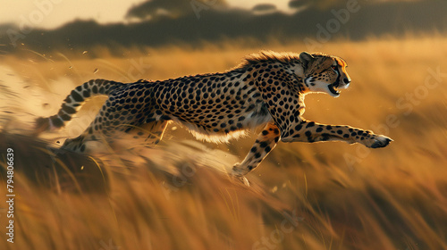 Graceful Pursuit: Cheetah in Full Sprint