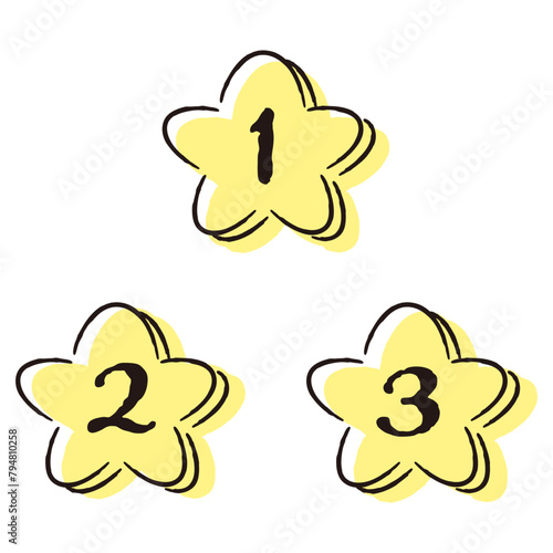 シンプルでおしゃれな星型のランキングパーツのセット（黄色）