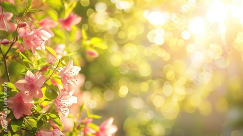 Pink flowers with blurred background of sunlit foliage © Татьяна Макарова